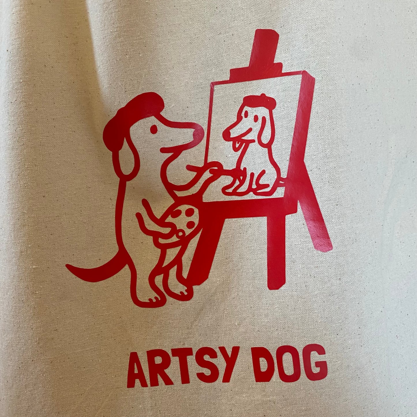 Bio-Fairtrade Baumwoll Shopper „Artsy Dog“ rot